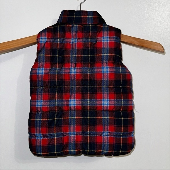 Tommy Hilfiger Vest 18M Baby Red Blue Plaid Full Zip Puffer Pockets Kids Toddler - Picture 3 of 8